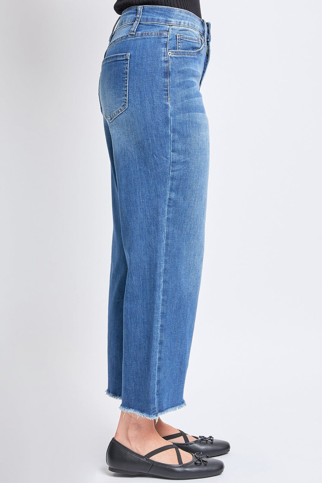 Women's High Rise Wide Leg Crop Raw Hem Jean