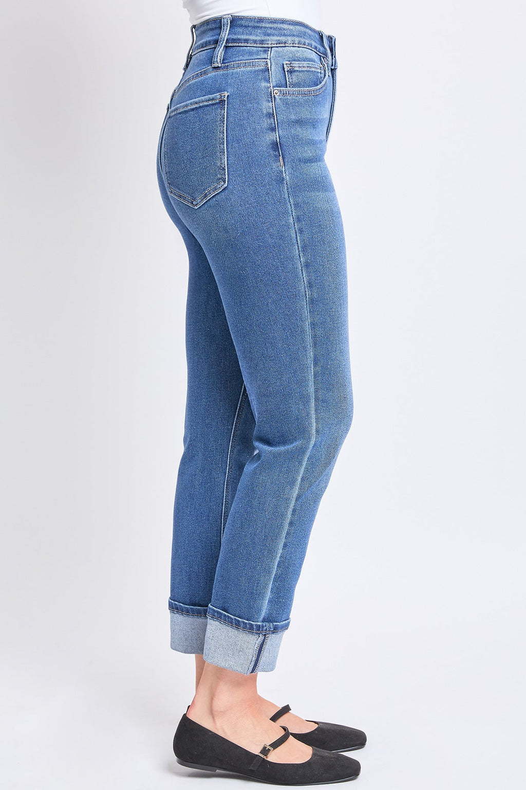 Women's High Rise Vintage Wash Straight Cuff Jean