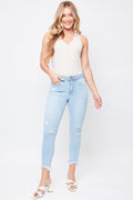 Women's Vintage High Rise Frayed Hem Ankle Jean