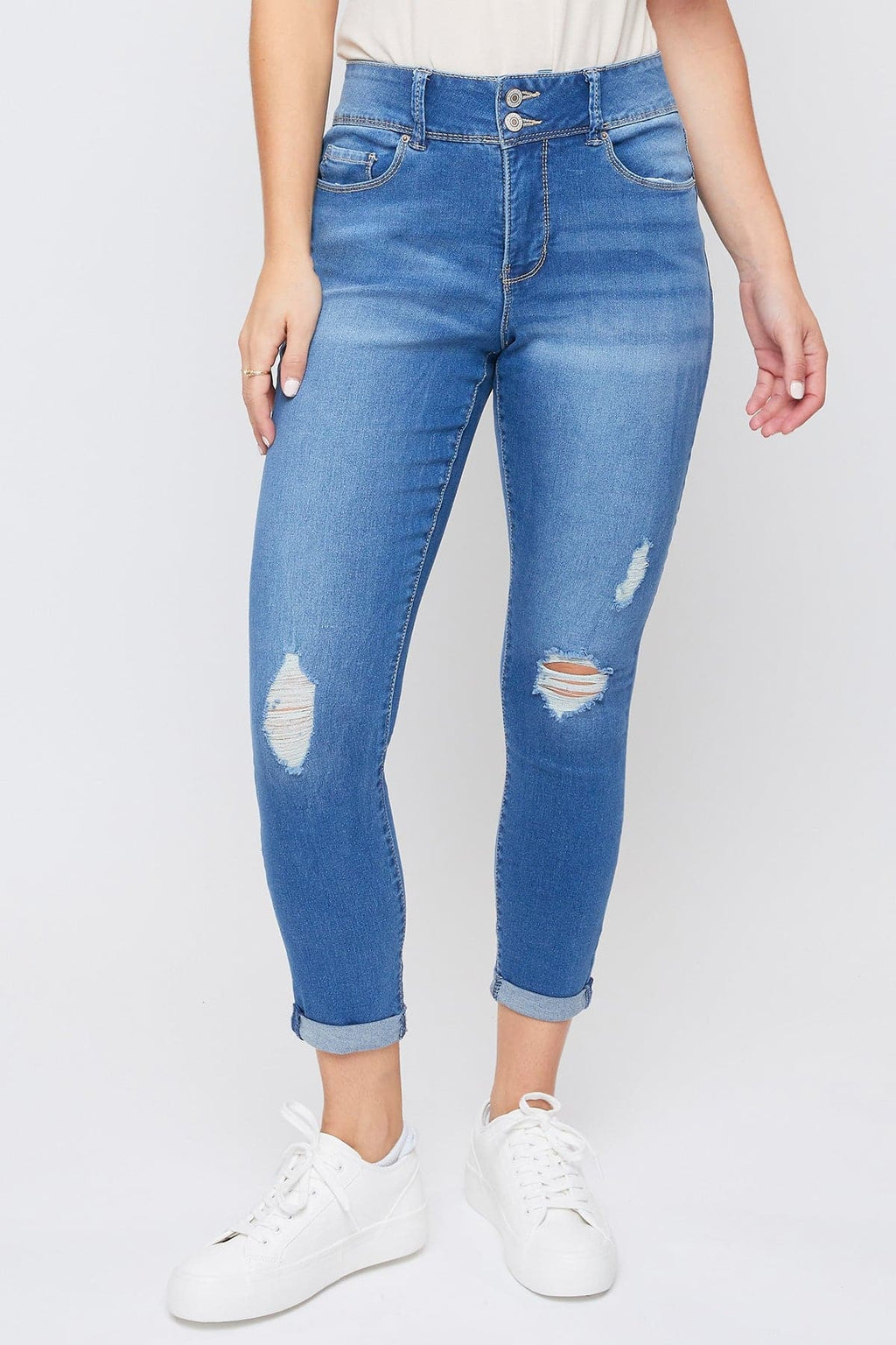 Women's Essential 2-Button Roll Cuff Ankle Jeans