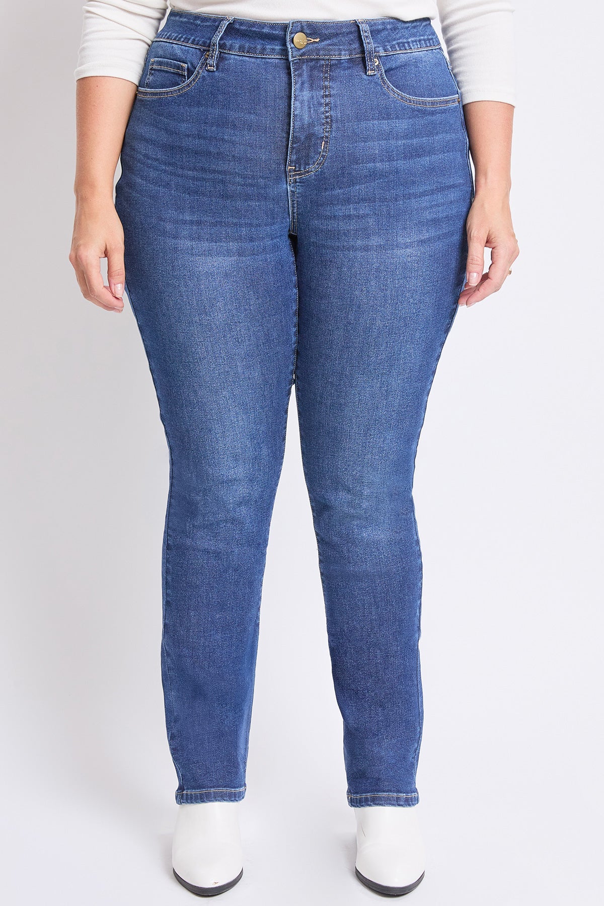 Women's Plus High Rise Basic 5 Pocket Straight  Jeans