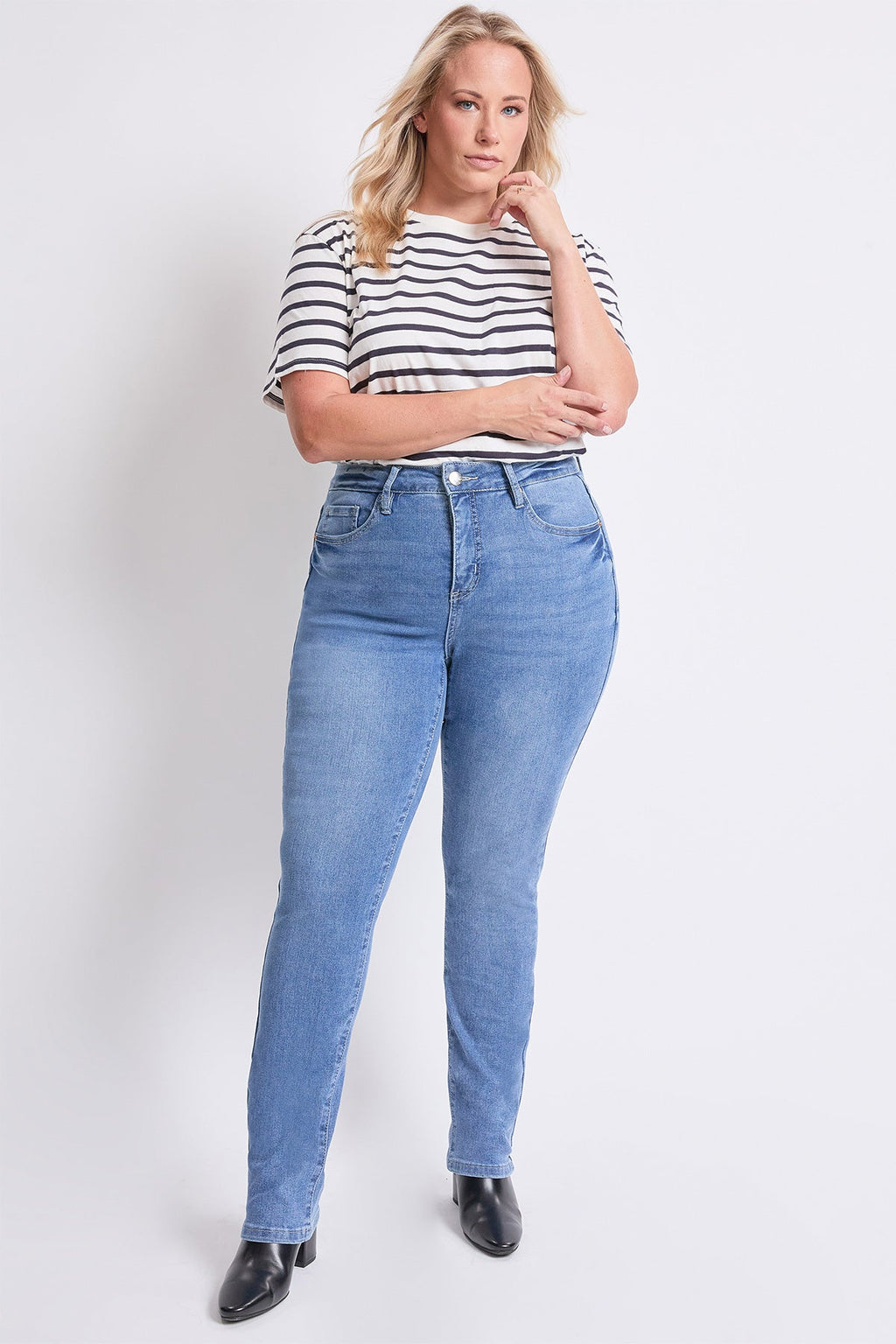 Women's Plus High Rise Basic 5 Pocket Straight  Jeans