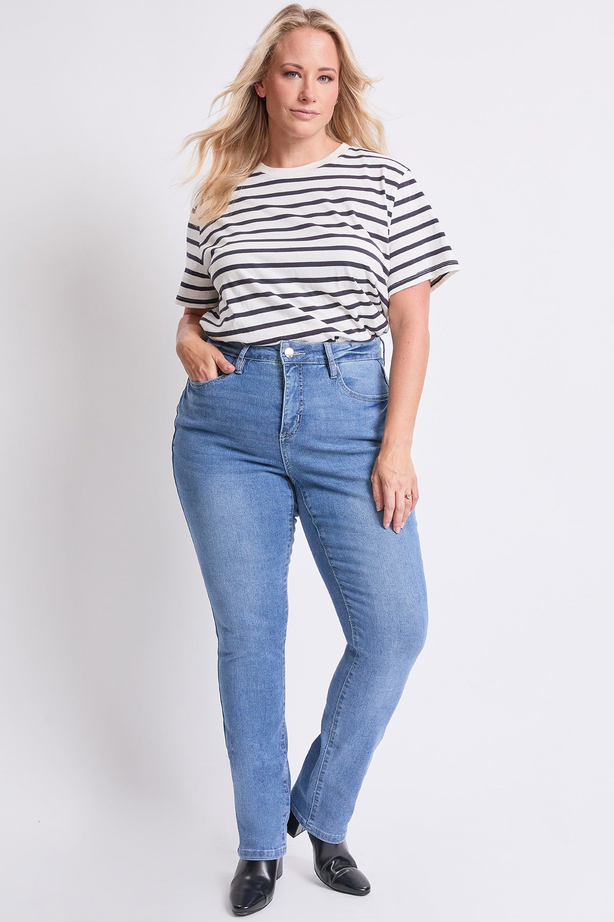 Women's Plus High Rise Basic 5 Pocket Straight  Jeans