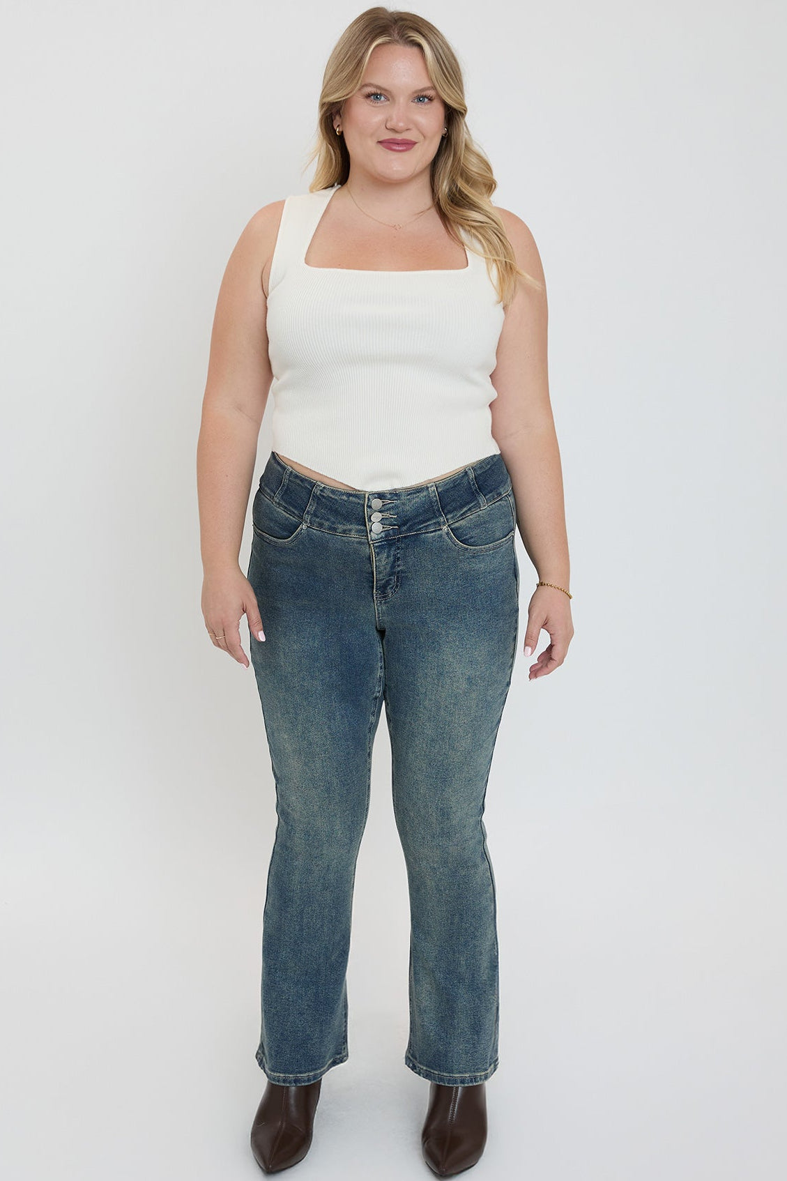 Women's Plus 3-Button Bootcut Jeans