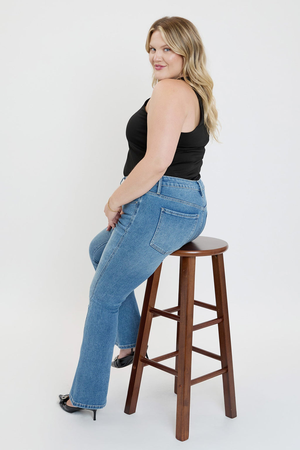 Women's Plus Curve Seam Flare Jeans