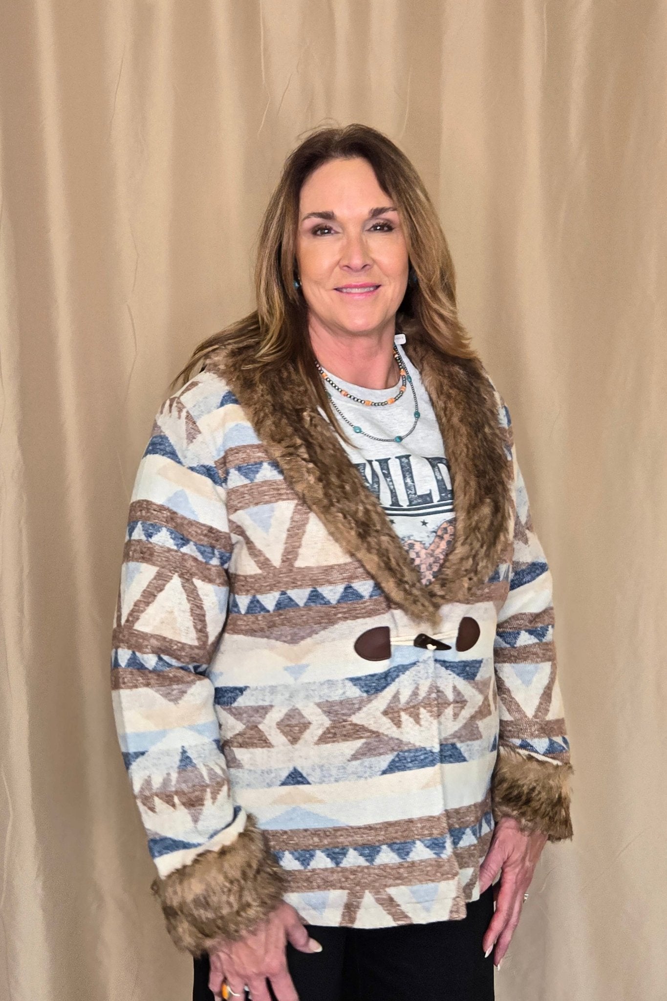 Belle of the West Fur Trimmed Coat