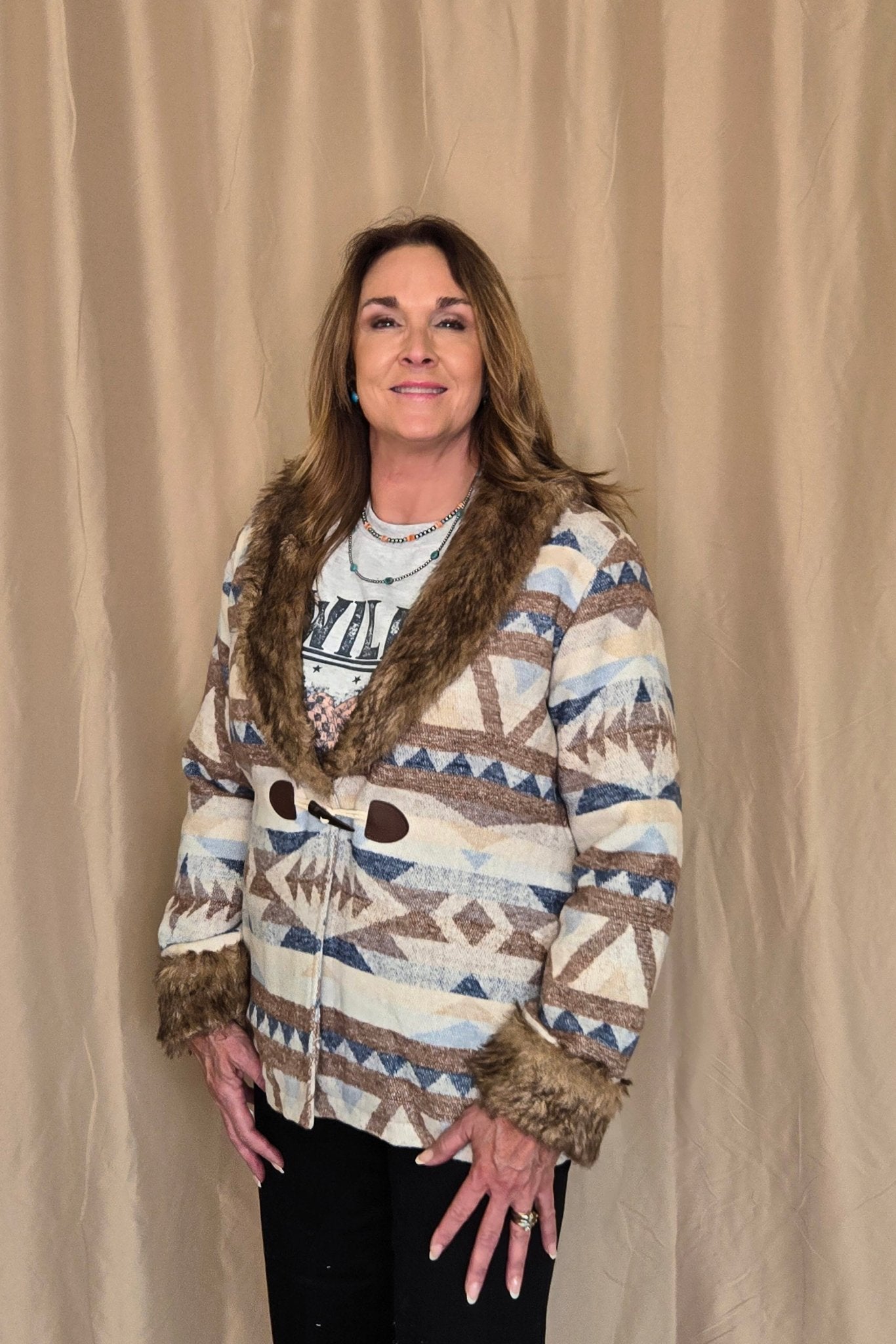 Belle of the West Fur Trimmed Coat