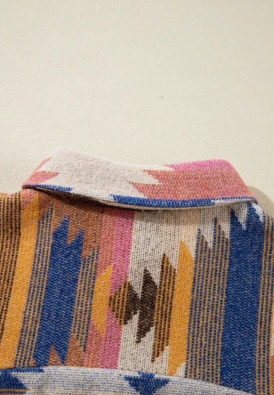 Cheri Geometric Button Up Long Sleeve Jacket