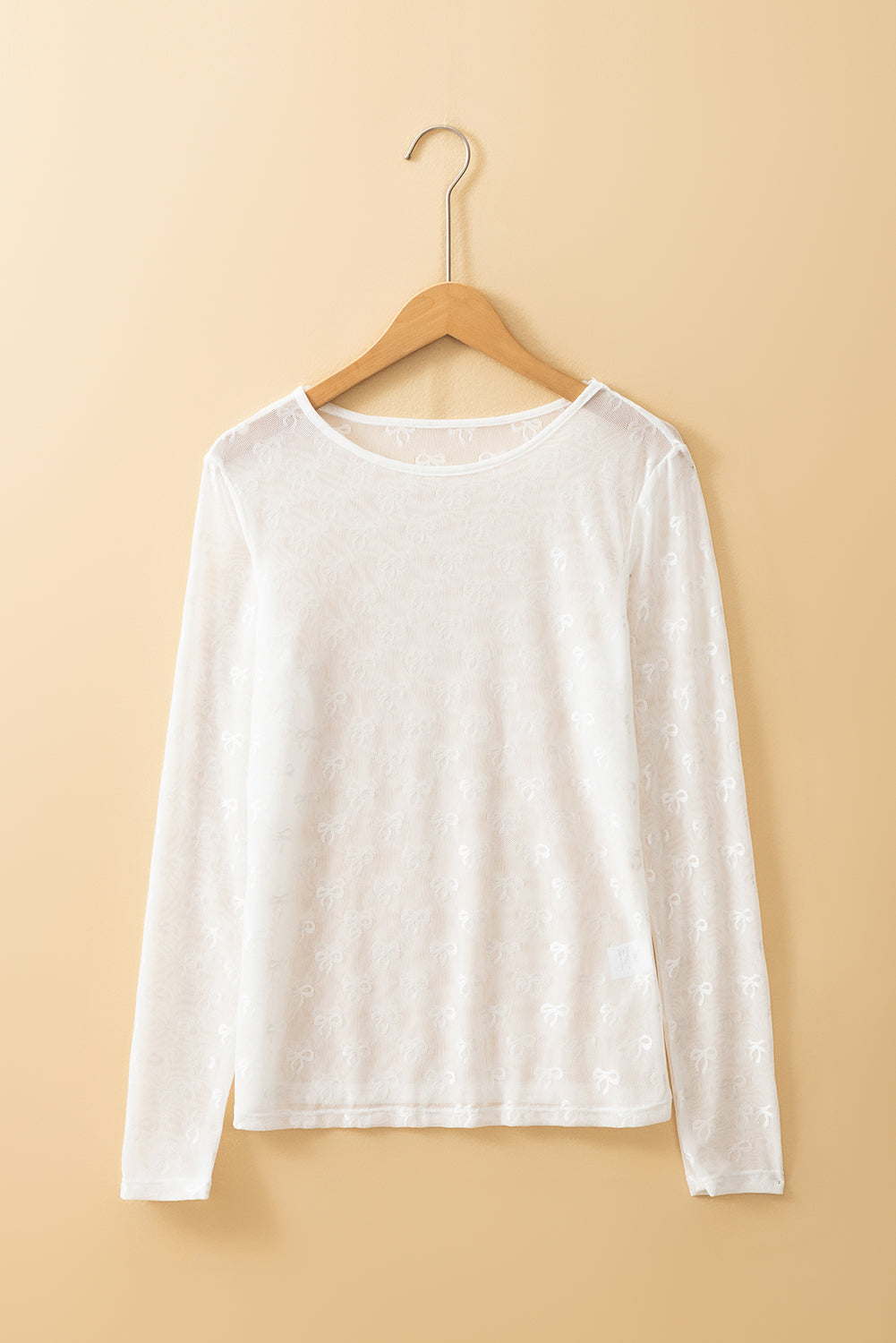 Mesh Bow Pattern Long Sleeve Top