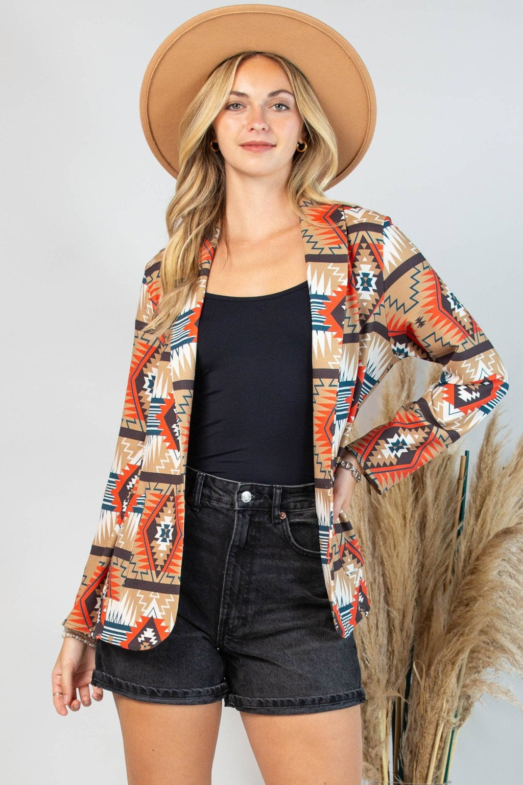 Ella Aztec Print Blazer with Pocket