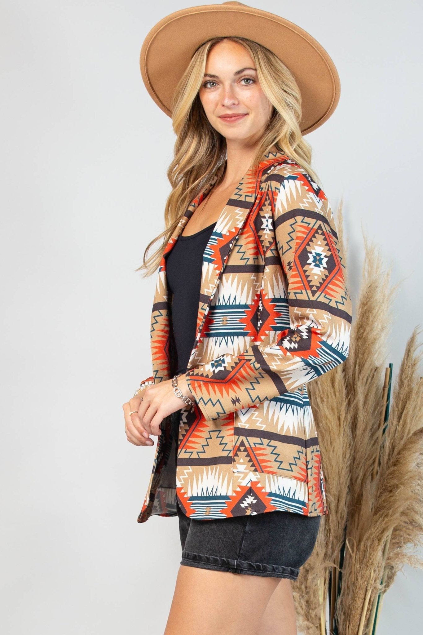 Ella Aztec Print Blazer with Pocket