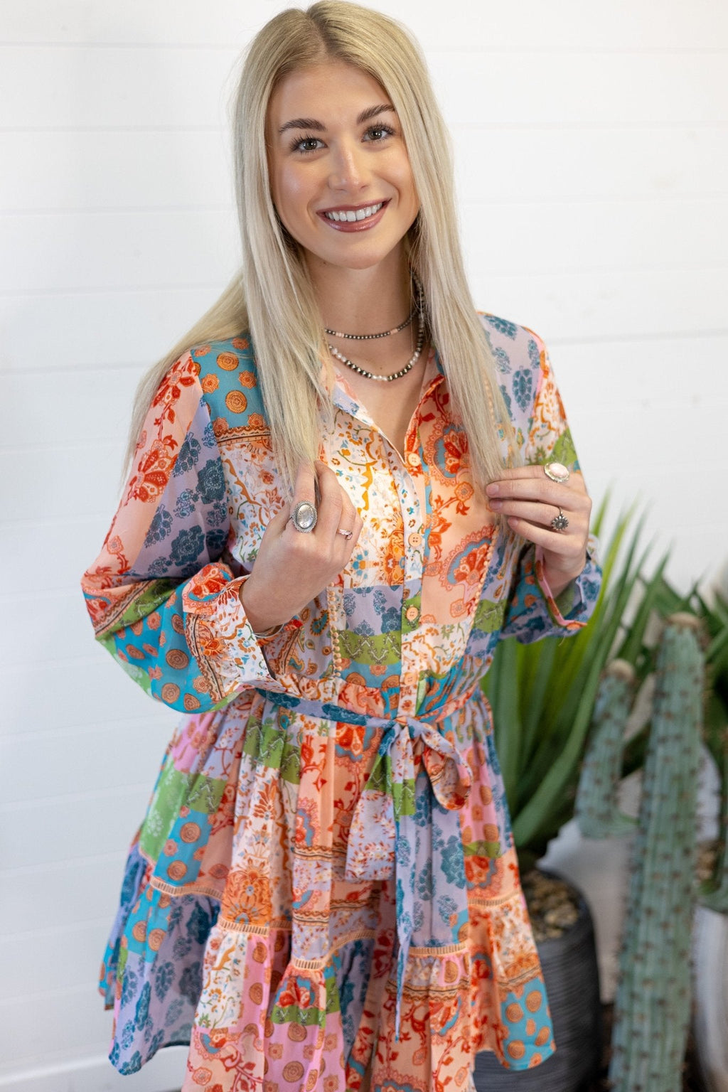 Flower Print Long Sleeve Dress