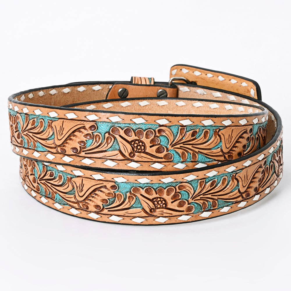 Hand Tooled Leather Belt - 32, 36, 40, and 44 inch sizes