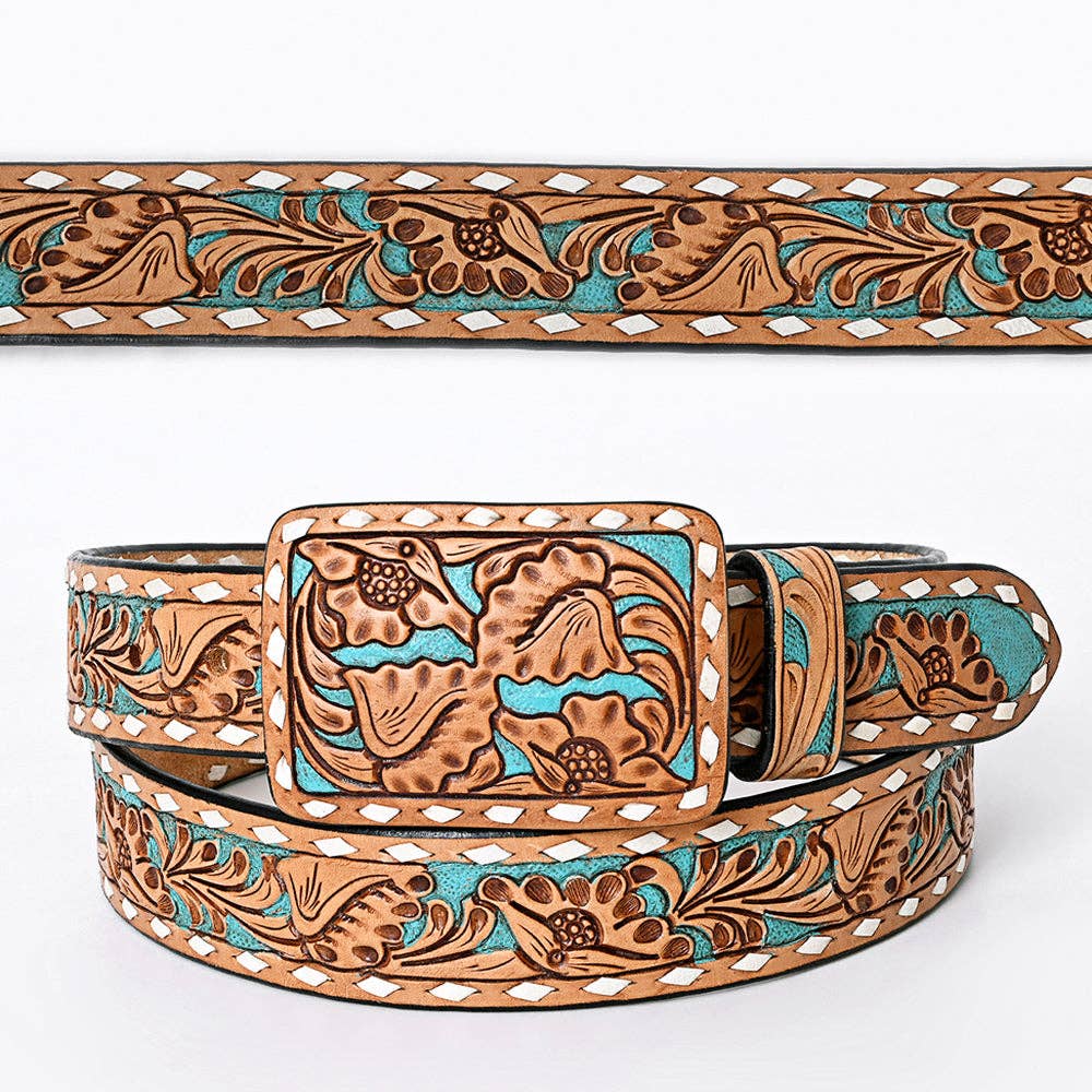 Hand Tooled Leather Belt - 32, 36, 40, and 44 inch sizes