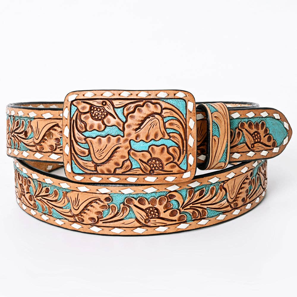 Hand Tooled Leather Belt - 32, 36, 40, and 44 inch sizes