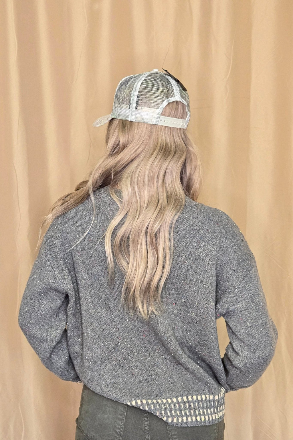 Horse Jacquard Long Long Sleeve Knit Sweater - Tan or Charcoal