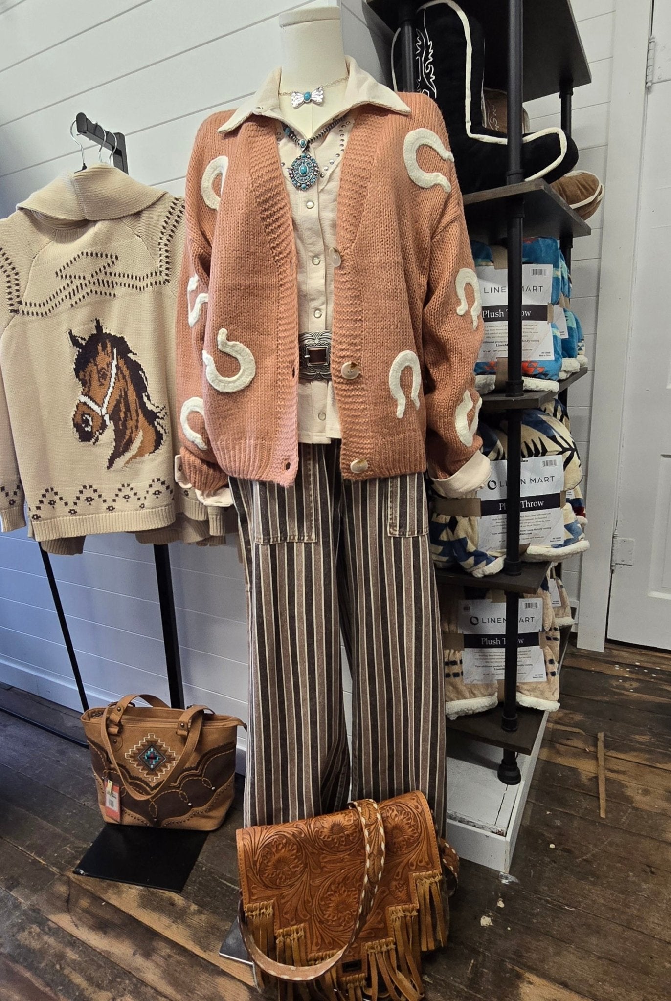 Howdy Hanny Western Black and Brown Stripe Jeans