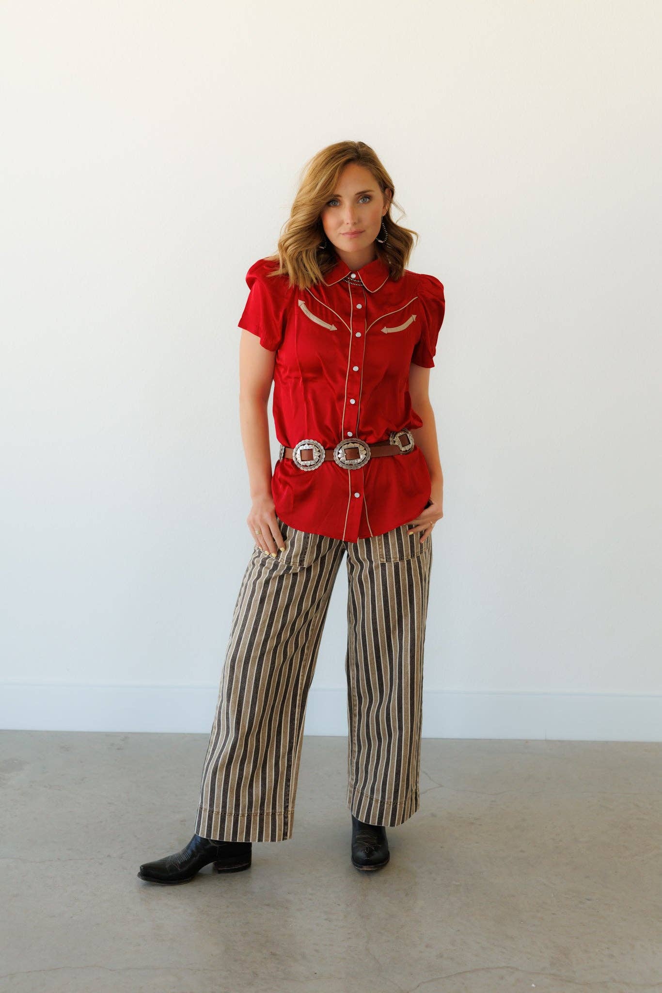 Howdy Hanny Western Black and Brown Stripe Jeans