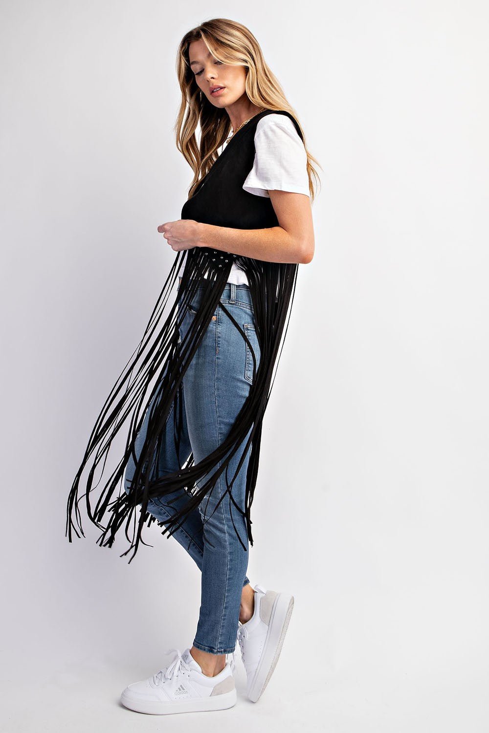 Midnight Ride Suede Studded Fringe Vest