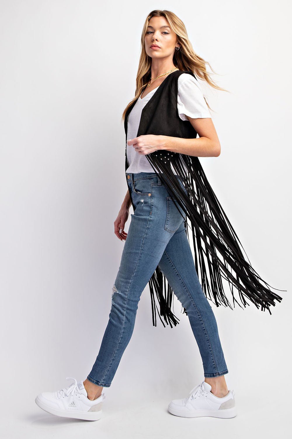 Midnight Ride Suede Studded Fringe Vest