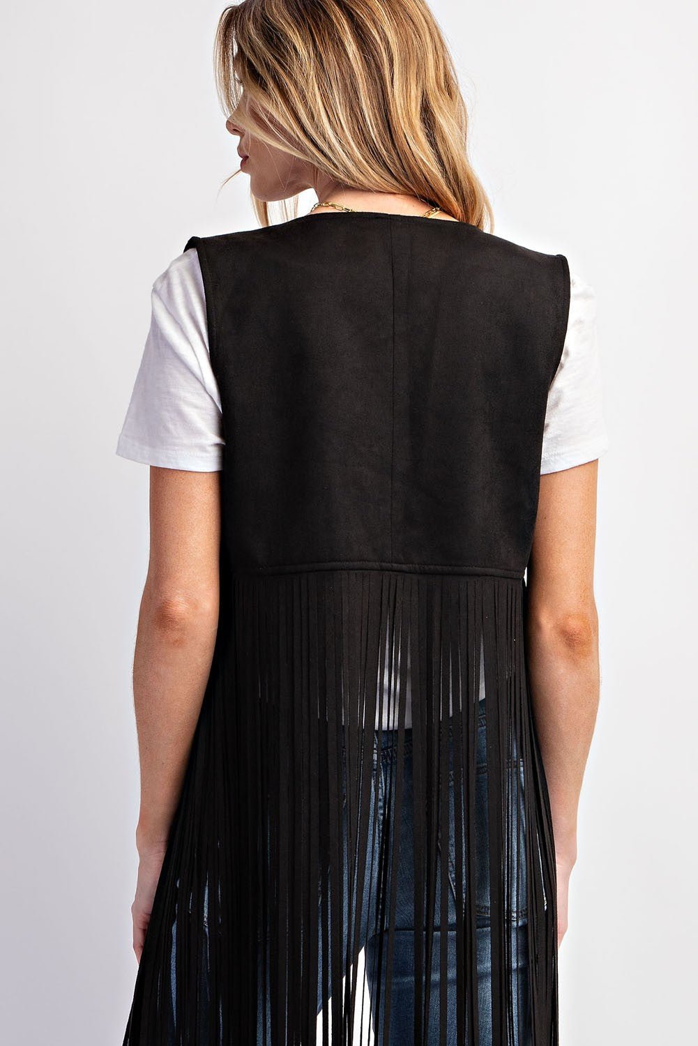 Midnight Ride Suede Studded Fringe Vest