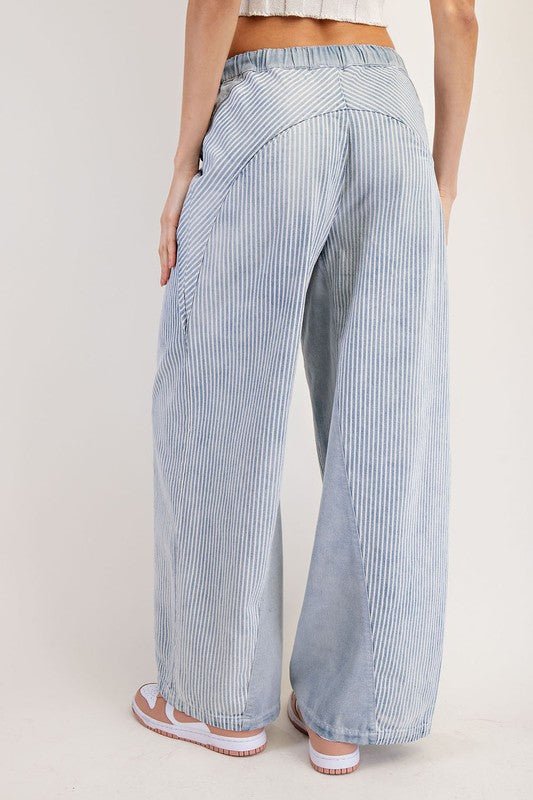 Mineral Washed Striped Drawstring Pants