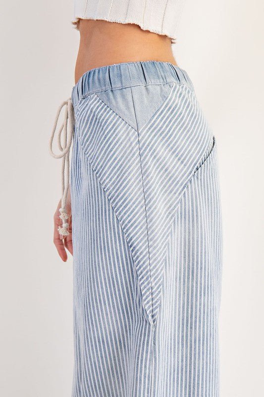Mineral Washed Striped Drawstring Pants
