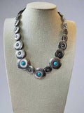 Overlapping Concho with Faux Turquoise Necklace - 18 inch