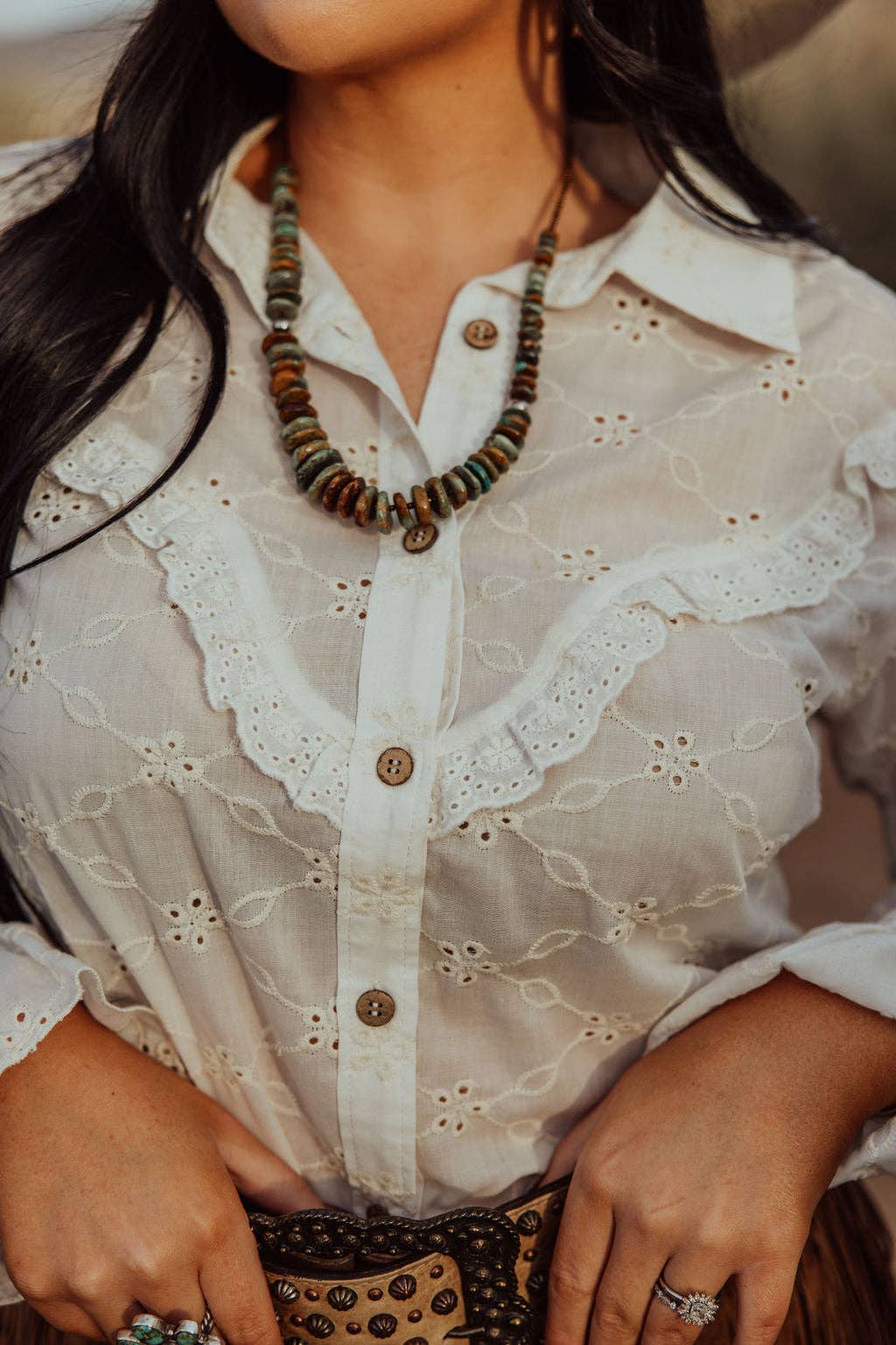 Prairie Eyelet Ruffle Top