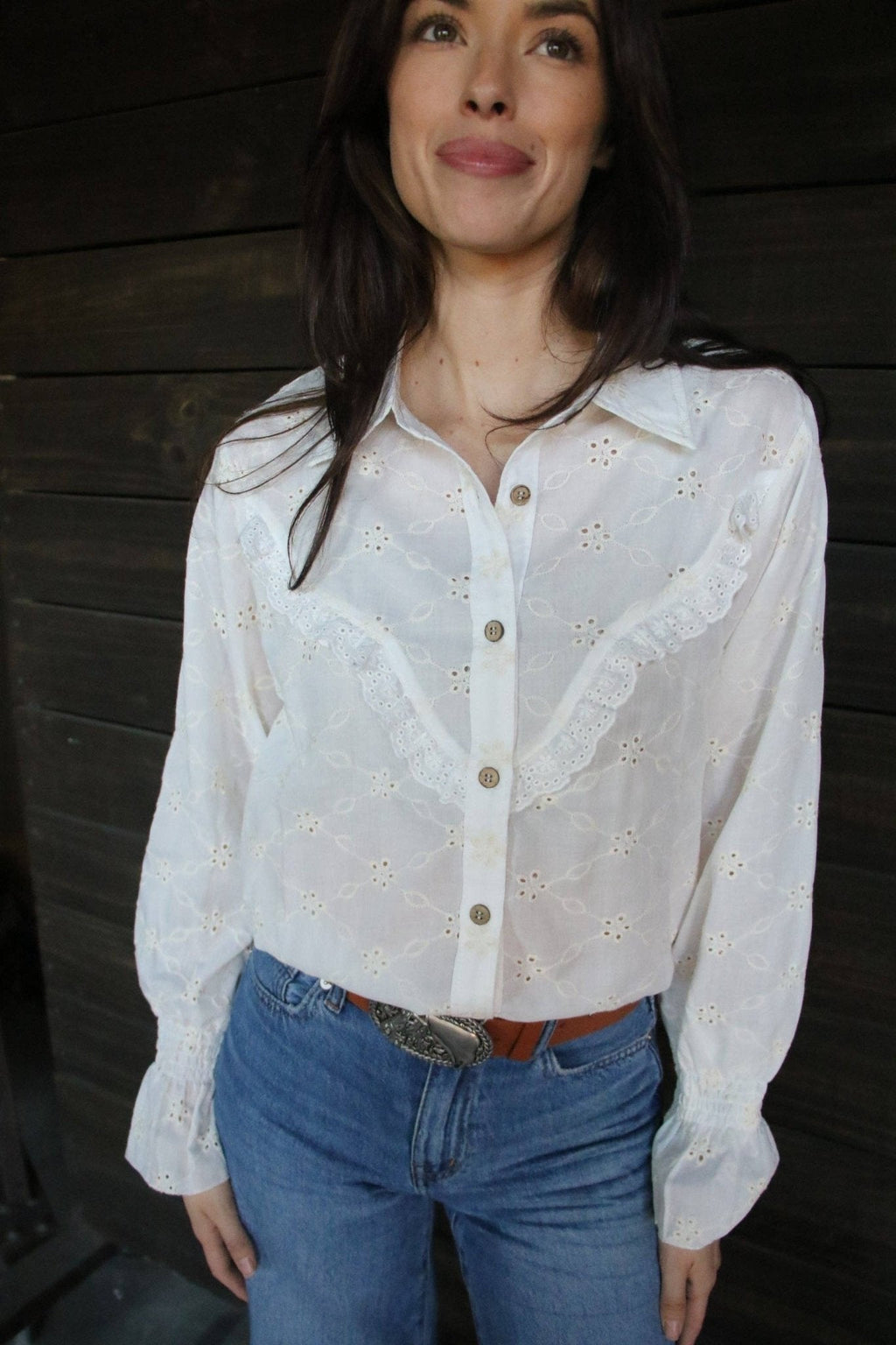 Prairie Eyelet Ruffle Top