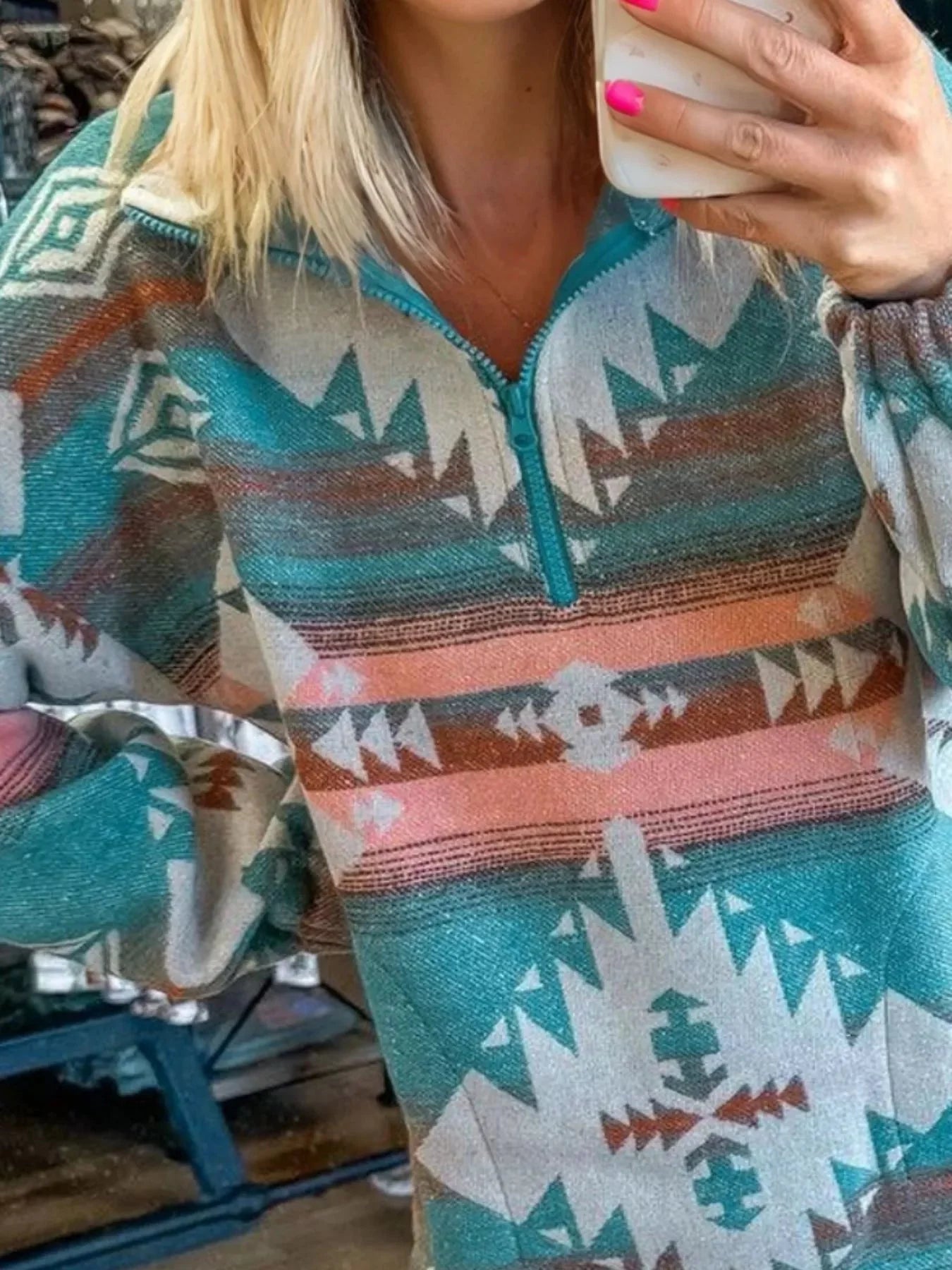 Quarter Zip Aztec Sweatshirt