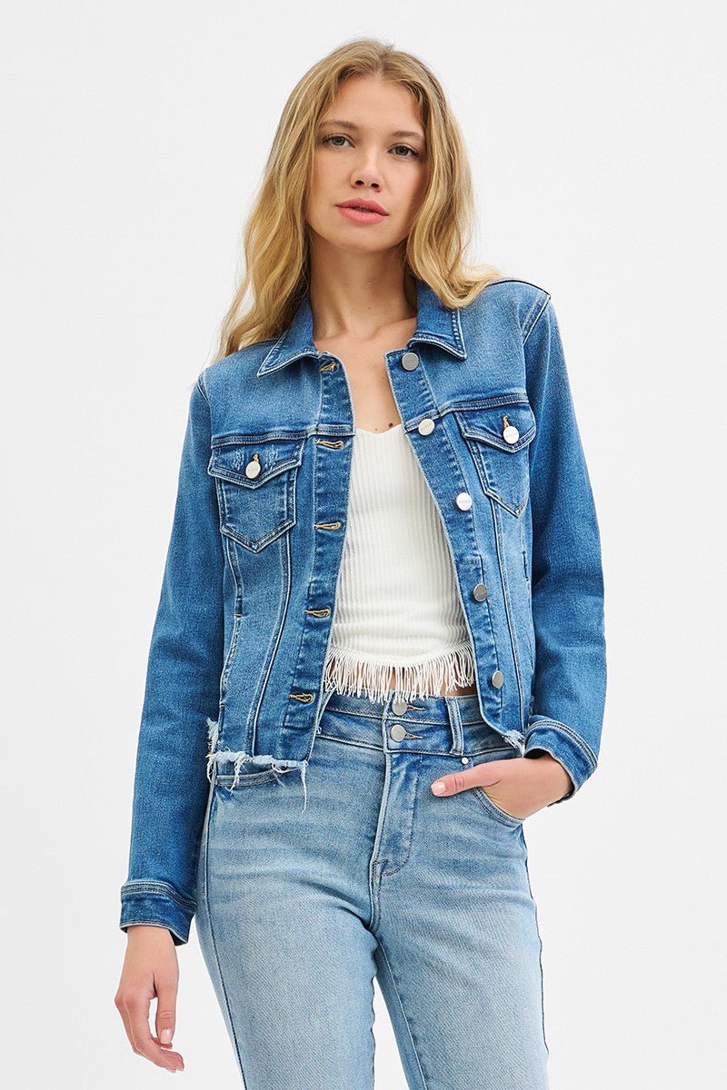 Risen Fray Hem Jean Jacket