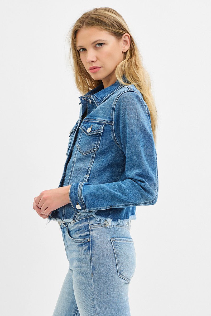 Risen Fray Hem Jean Jacket