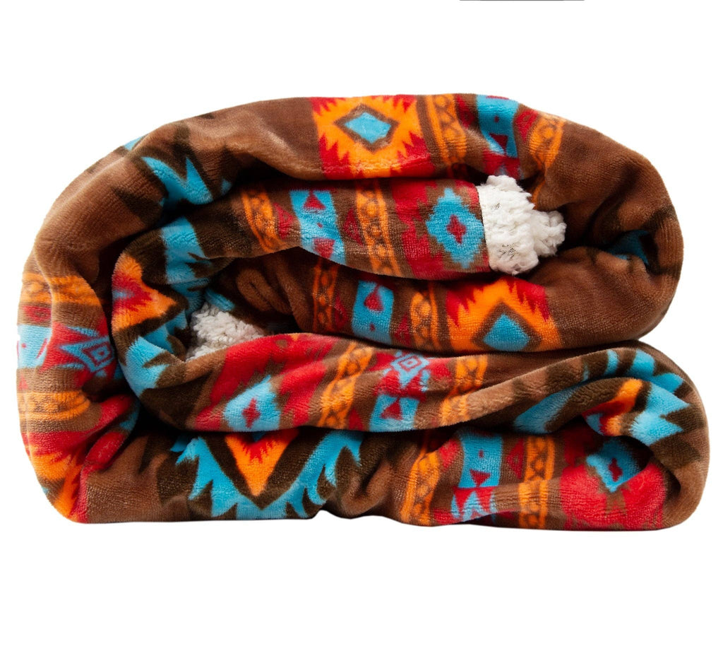 Southwest Horizon Sherpa Fleece Throw Blanket