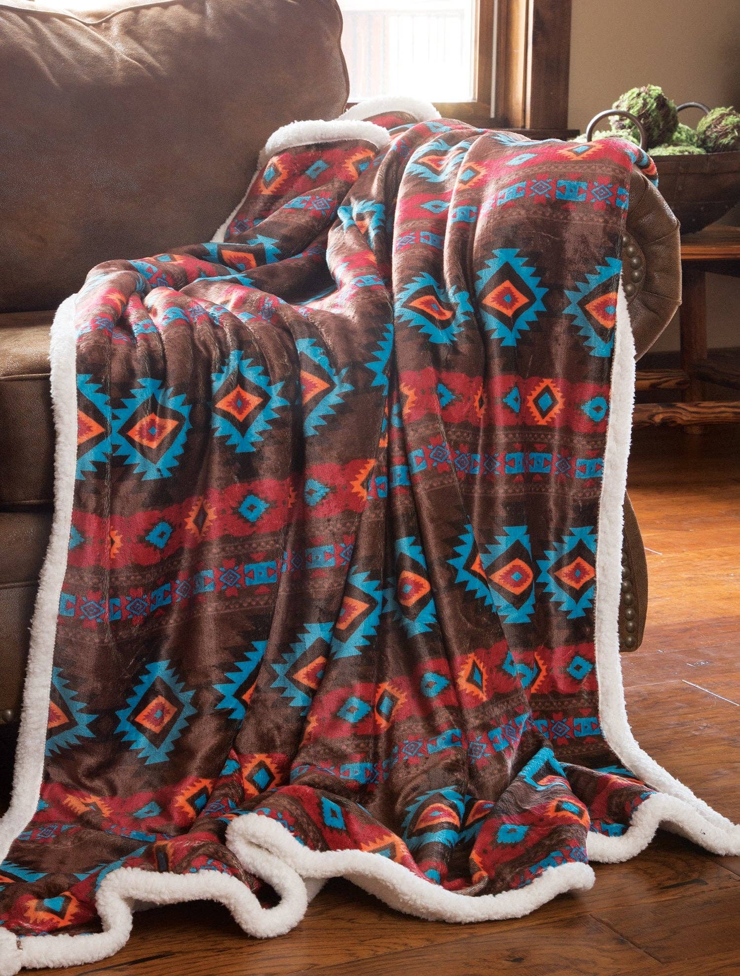 Southwest Horizon Sherpa Fleece Throw Blanket