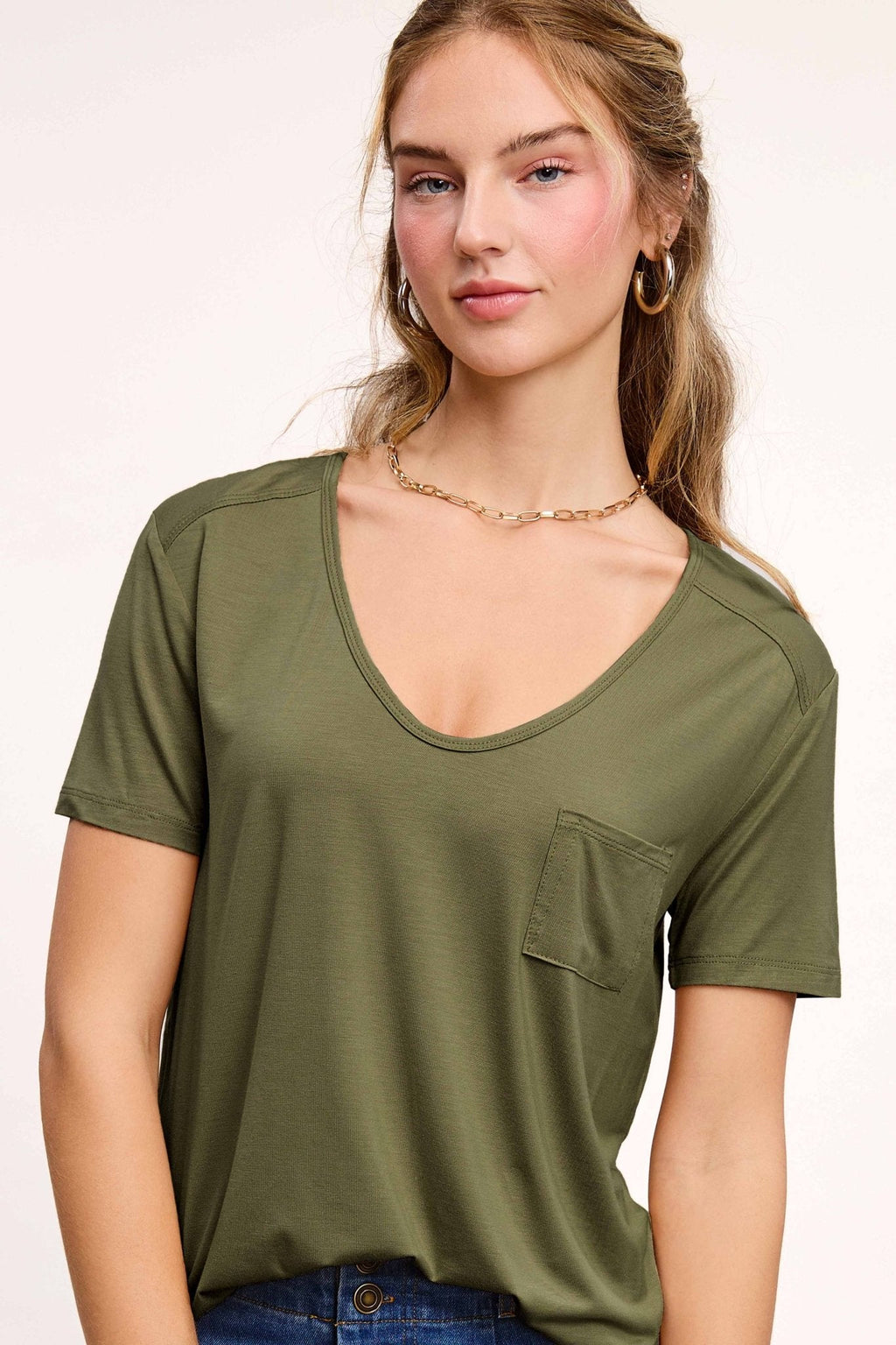 Super Soft Pocket Basic Tee - Marsala, Olive, Ginger, Black and Off White