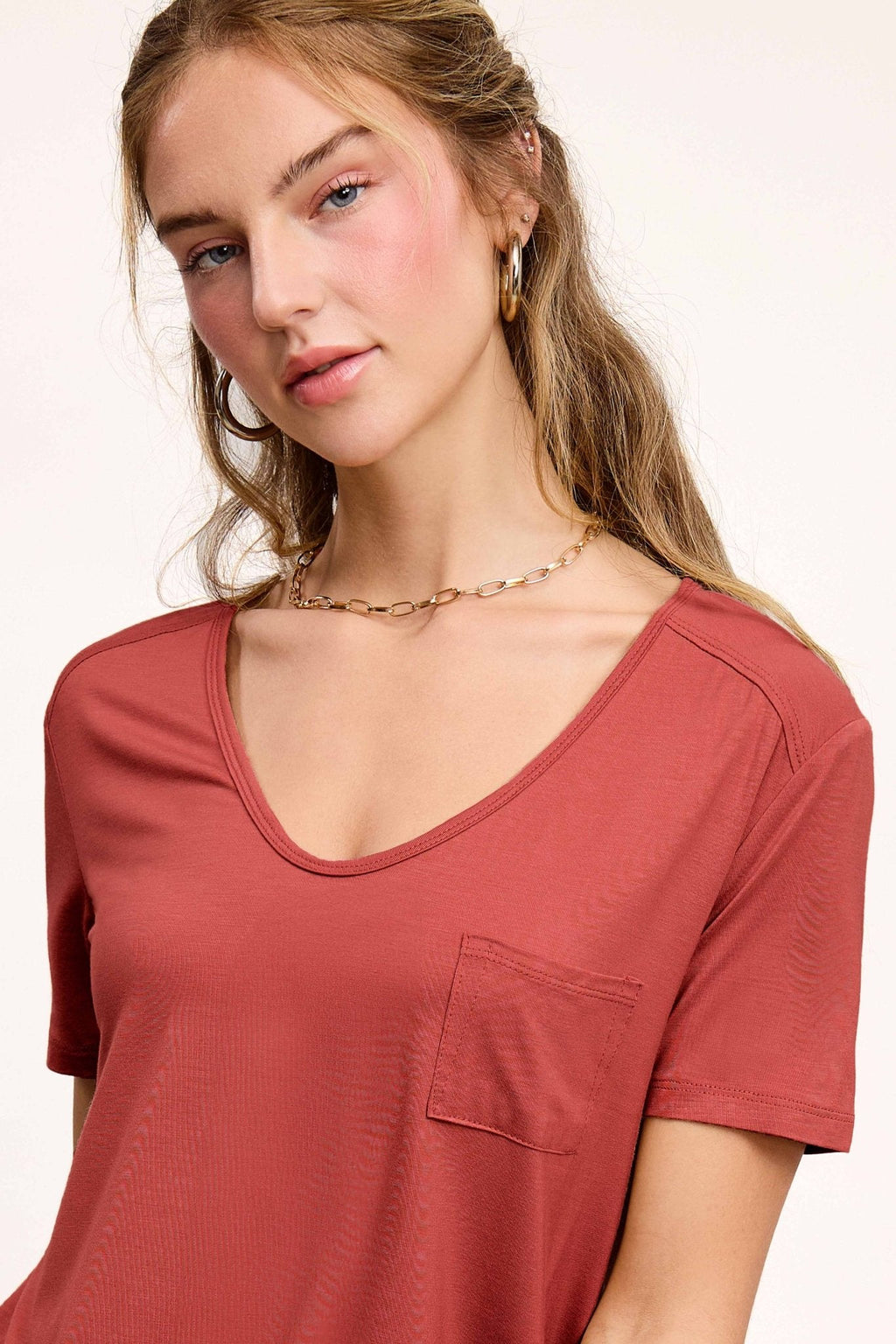 Super Soft Pocket Basic Tee - Marsala, Olive, Ginger, Black and Off White