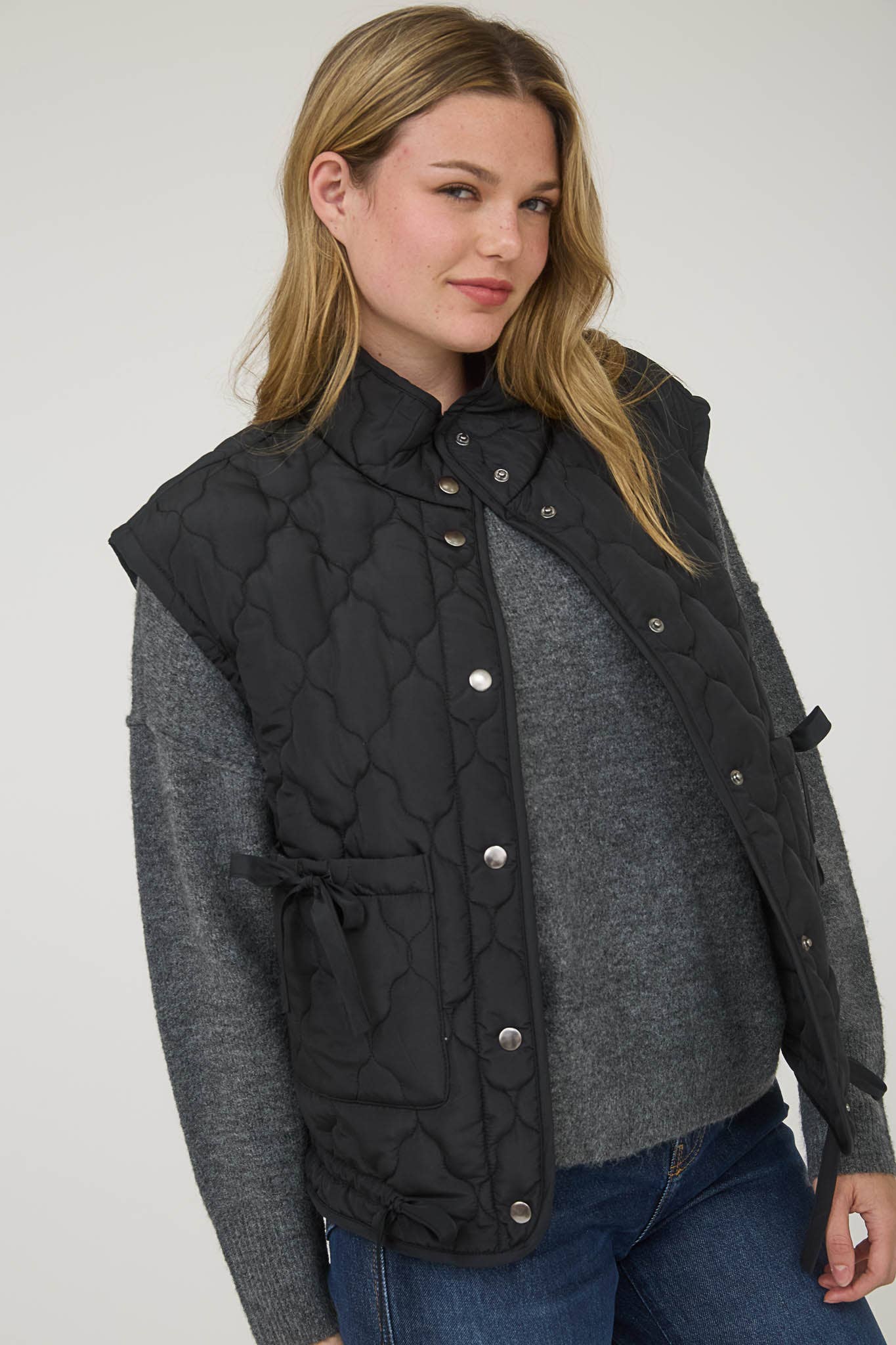 Tie Down Quilted Puffer Vest - 3 Colors!