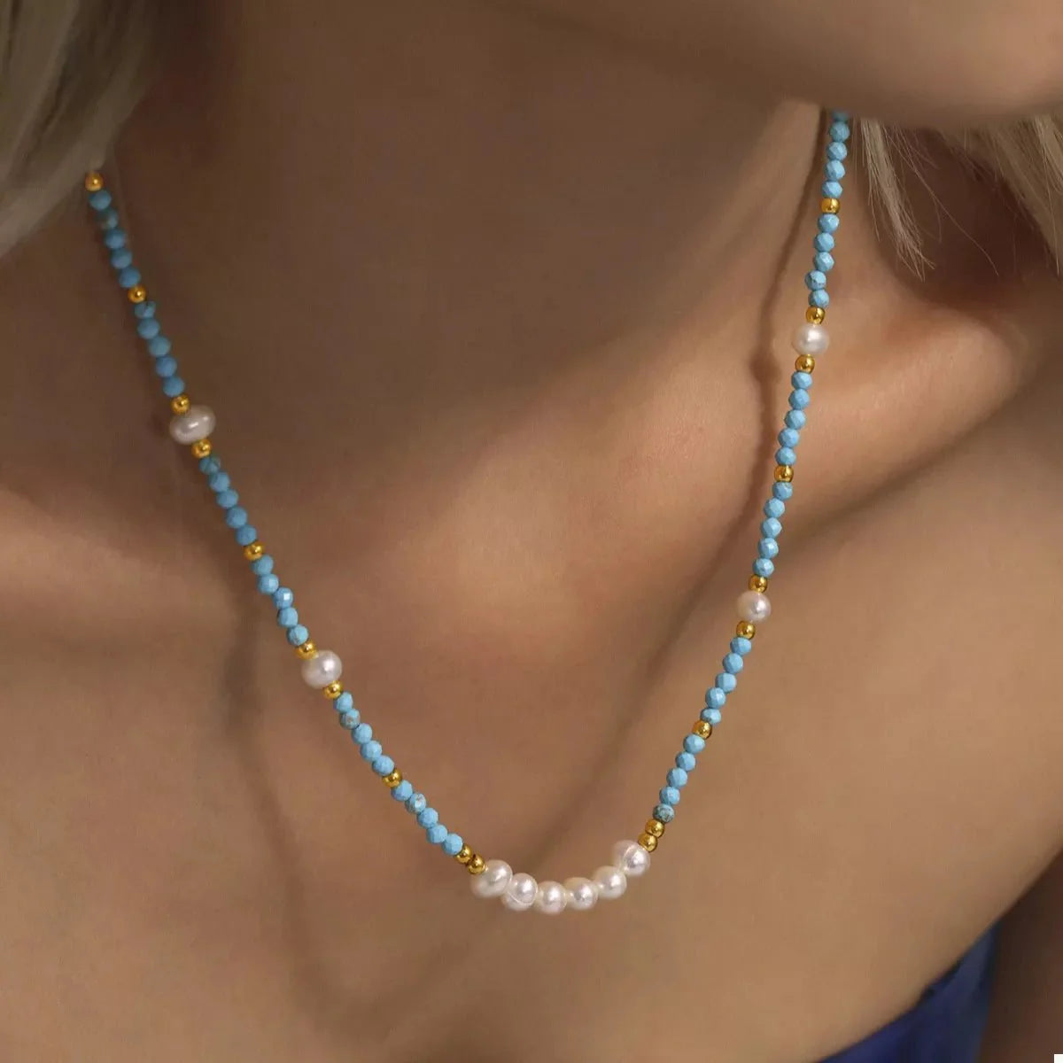 Turquoise Pearl Beaded Necklace