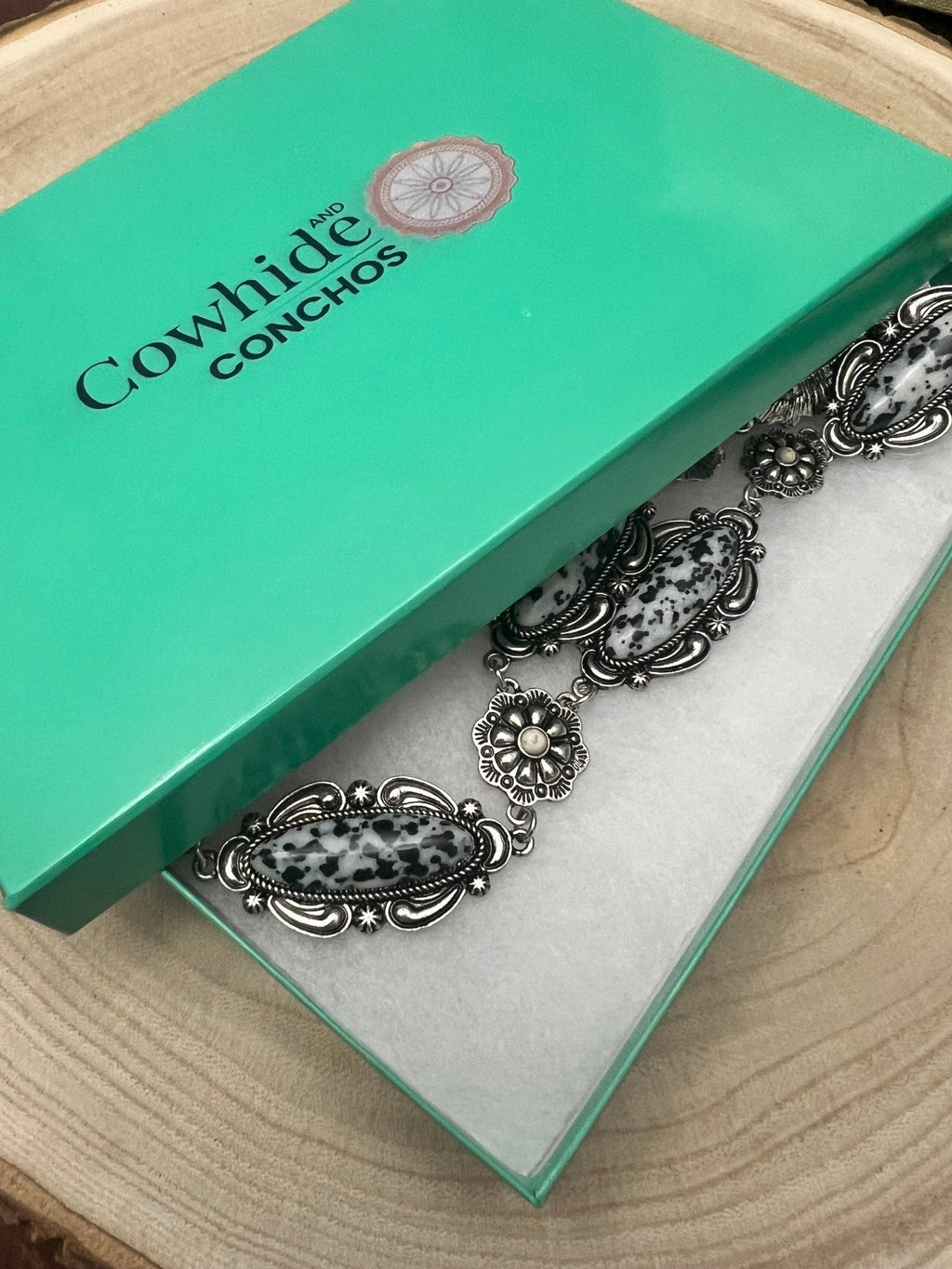 Western Faux White Buffalo Lariat Statement Necklace - 24 inch