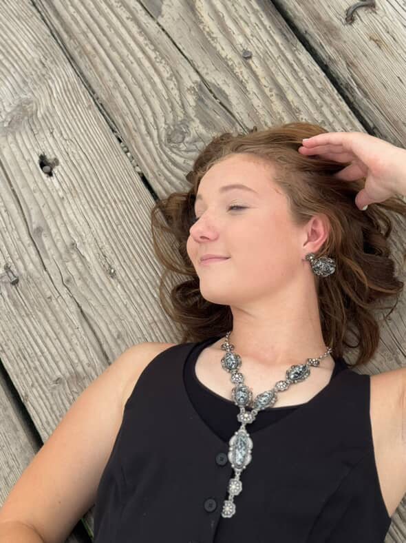 Western Faux White Buffalo Lariat Statement Necklace - 24 inch