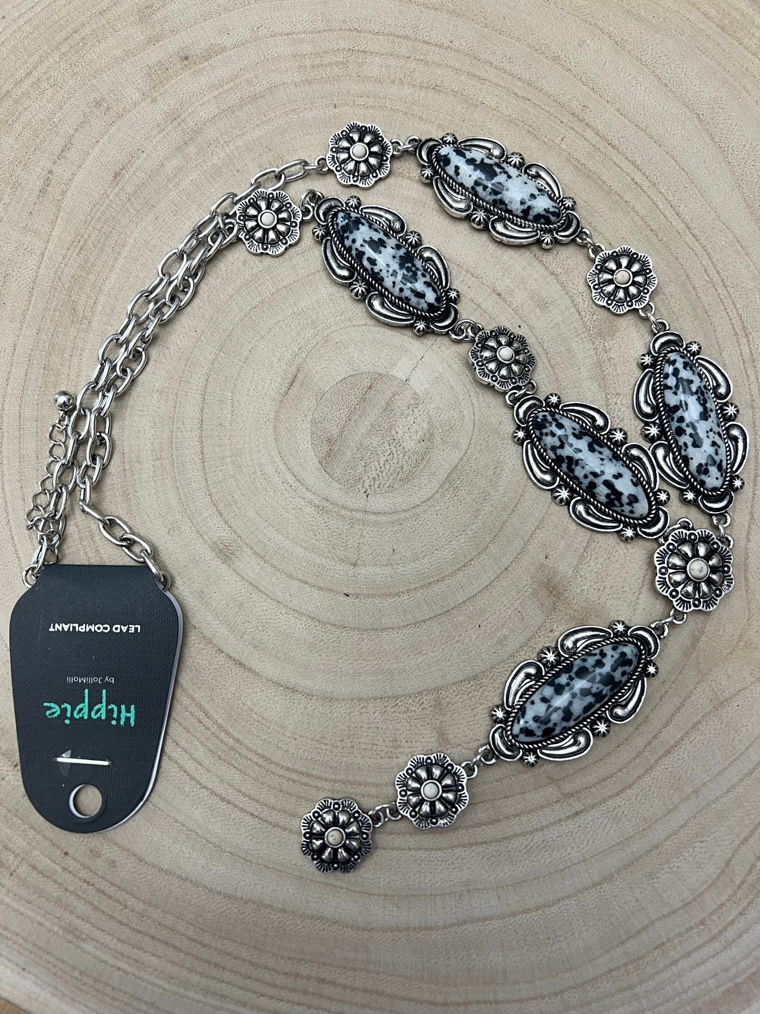 Western Faux White Buffalo Lariat Statement Necklace - 24 inch