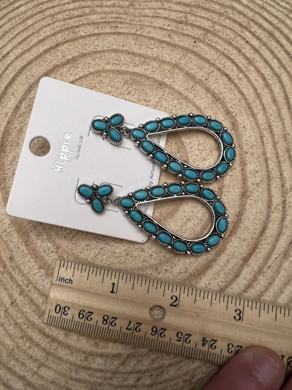 Western Teardrop Faux Turquoise earrings - 2 1/2 inch drop
