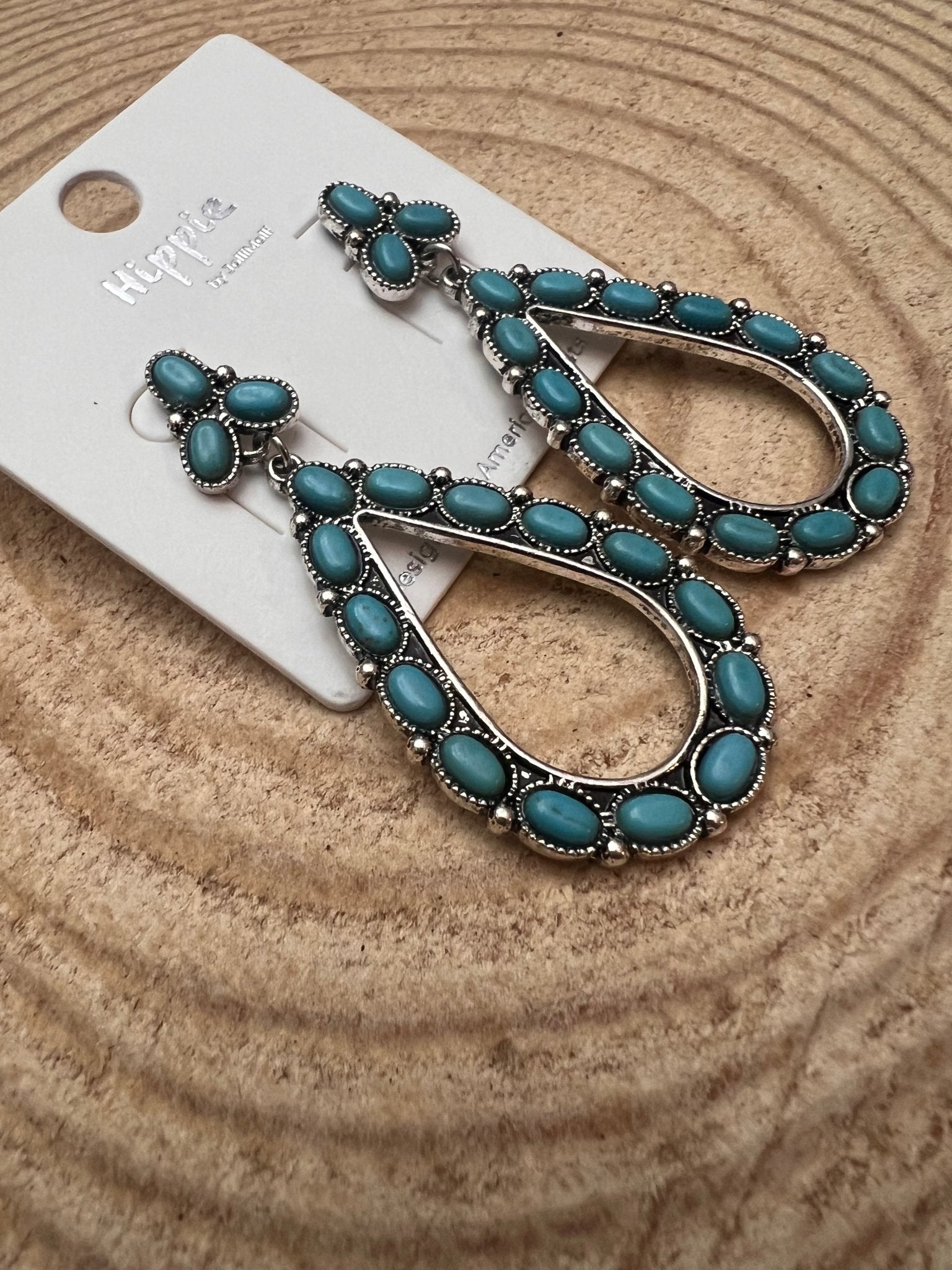 Western Teardrop Faux Turquoise earrings - 2 1/2 inch drop